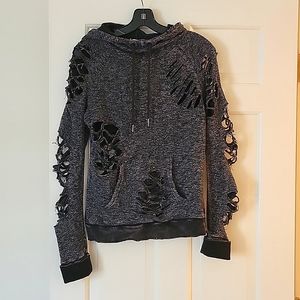 Dark Grey Gilded Intent Distressed Hoodie, size S